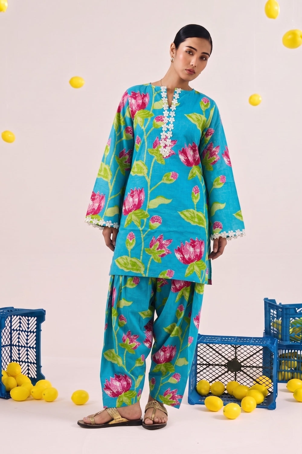 Basanti Pure Cotton Farshi Salwar Set