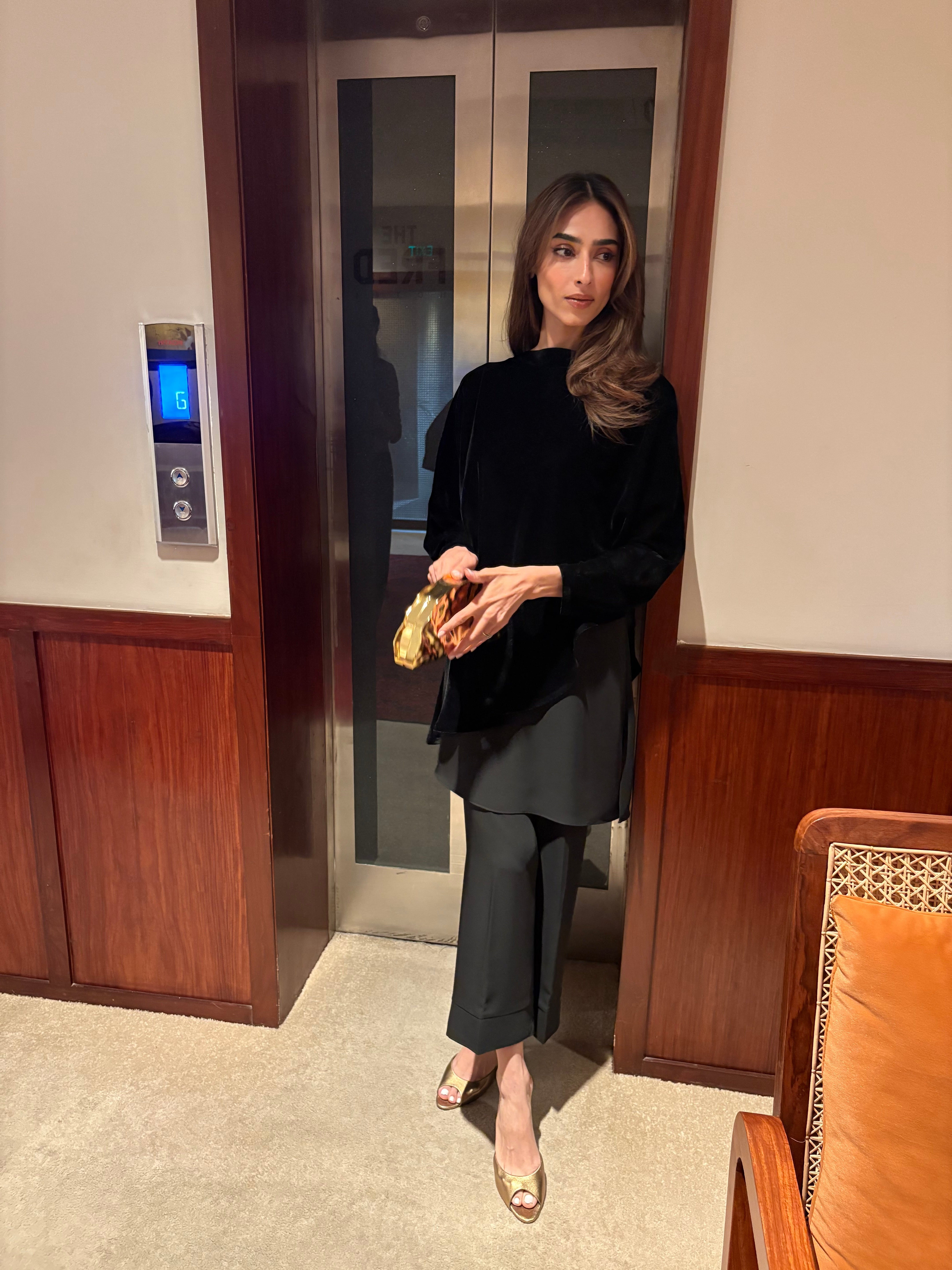 Chandrika Velvet Cape 3 Piece Co-ord Set